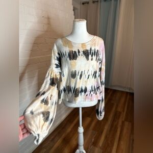 Hashtag In Trend Tie-Dye Balloon Sleeve Sweater